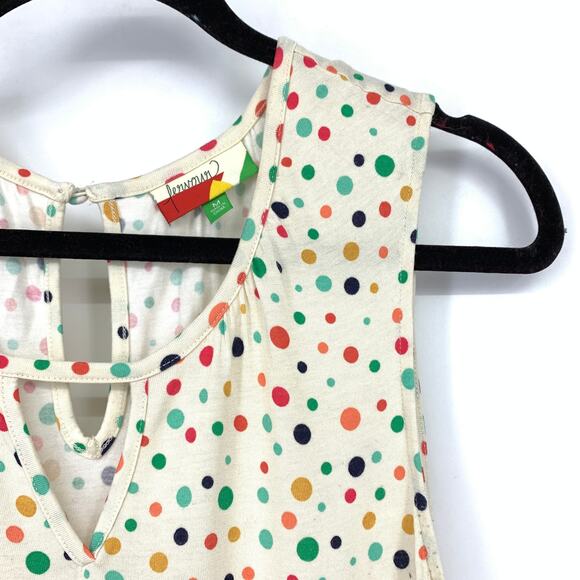 Modcloth Fervour Sleeveless Keyhole Neck Knit Blouse Sz M Multicolor Polka Dot - Picture 3 of 6